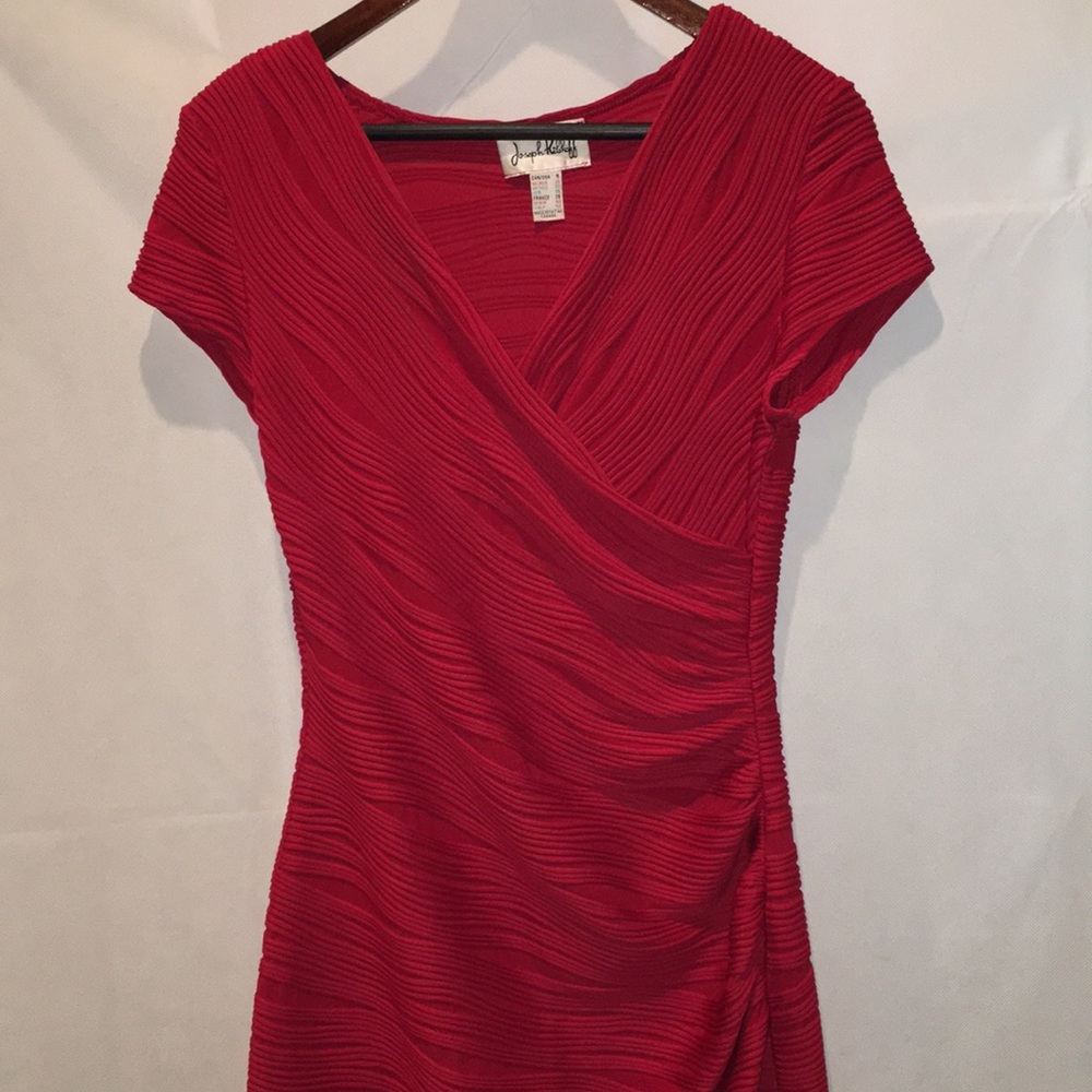 Joseph Ribkoff Textured Touched Red Bodycon Dress | Size 6